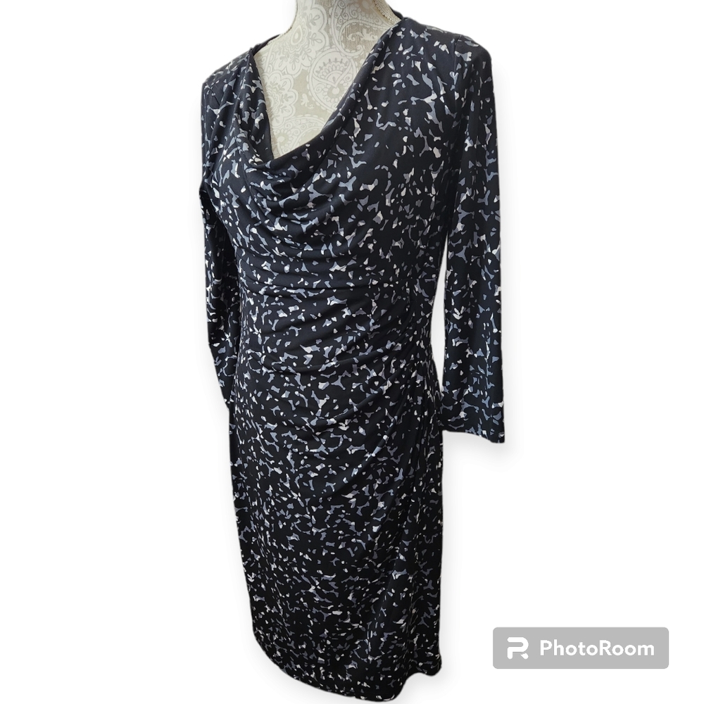 Anne Klein Silver Combo Faux Wrap Style Dress size 8